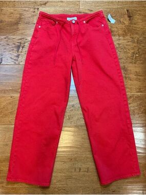 GAP 90s Loose Mid Rise Red Jeans Drawstring Waist 29x28 NWT
